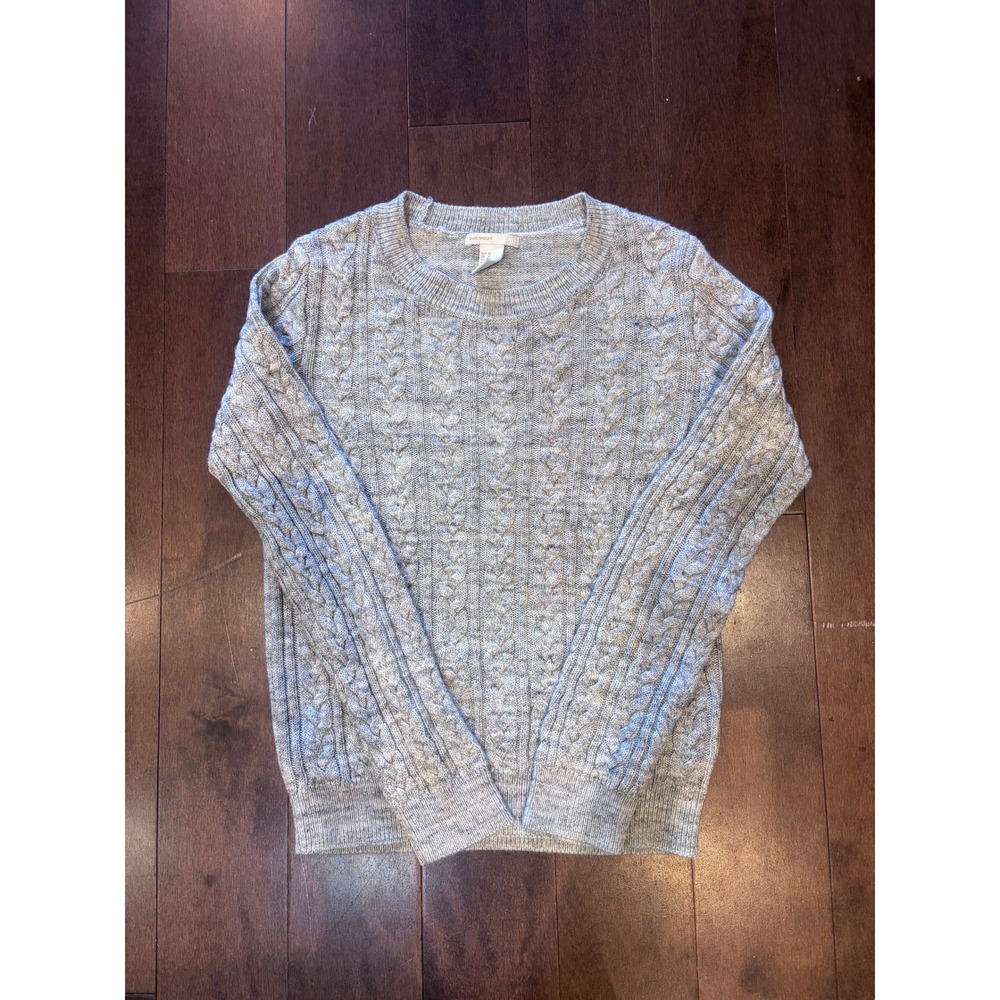 H&M Divided Women Heather Gray Cable Knit Crew Neck Pullover Sweater Size S